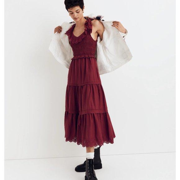 Madewell Lucie Embroidered Cotton Midi Dress